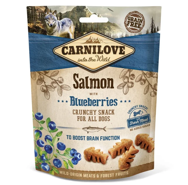 Ласощі Carnilove Dog Crunchy Snack, для собак, лосось, чорниця, 200 г