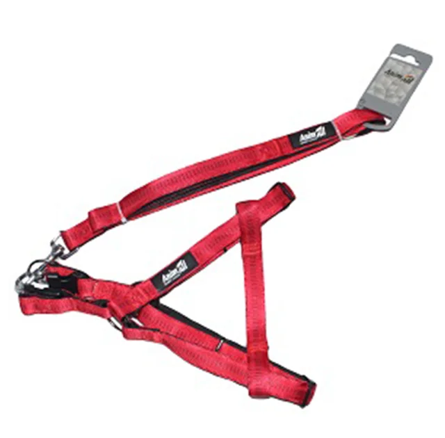 Набор шлейка и поводок AnimAll, красный, 1.5×120 см/1.5×33-50 см