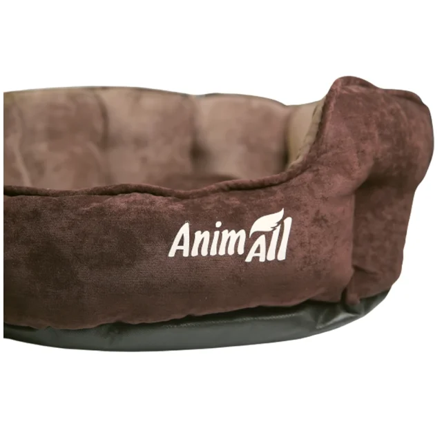 Лежак AnimAll Royal Velours Chocolate для котів і собак, 53×47×21 см