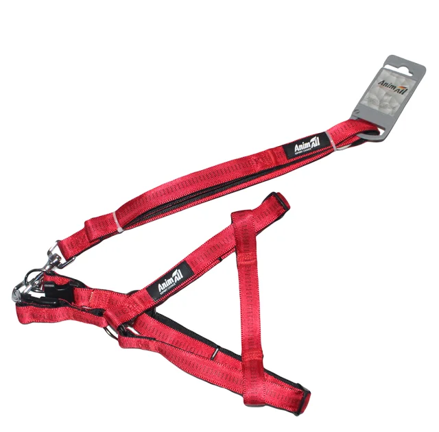 Набор шлейка и поводок AnimAll, красный, 2×120 см/2×40-65 см
