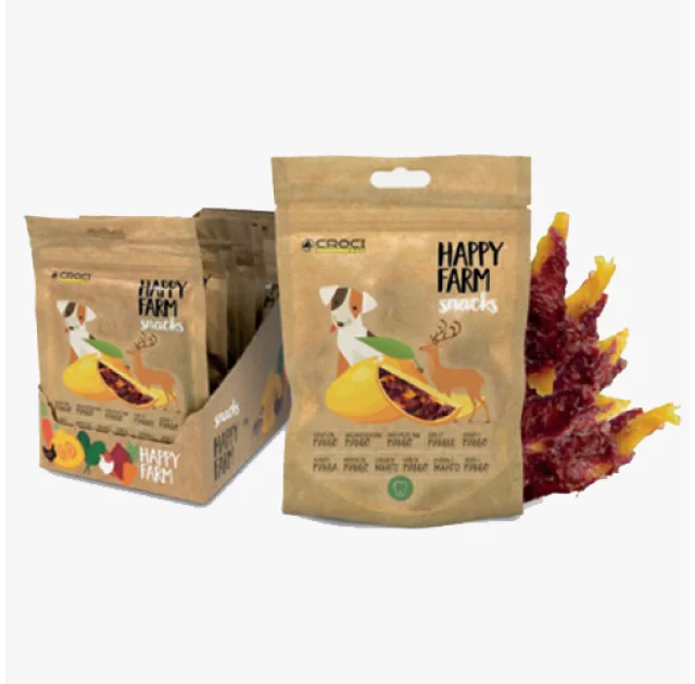 Ласощі м'ясне Croci Happy Farm, для собак, оленина з манго, 80 г, 12 пач / уп, ціна за 1 пачку