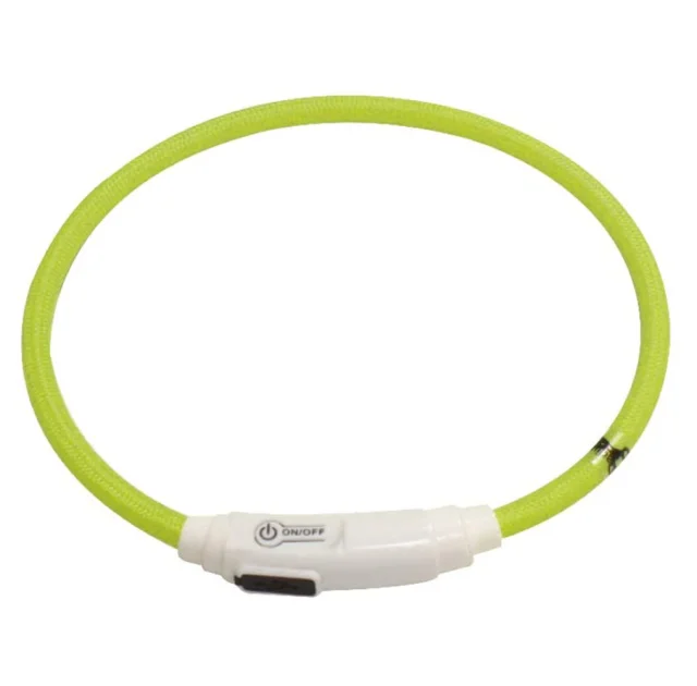 Ошейник LED светящийся Croci для собак, USB, нейлон, зеленый, 40 см