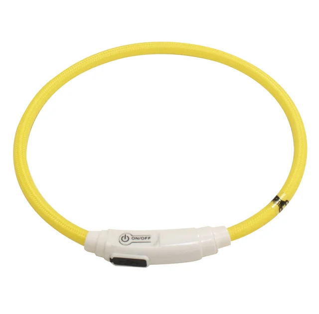 Ошейник LED светящийся Croci для собак, USB, силикон, желтый, 70 см