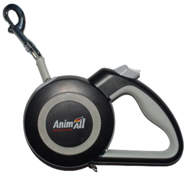 Поводок-рулетка AnimAll Reflector для собак весом до 50 кг, 5 м, серо-чёрная