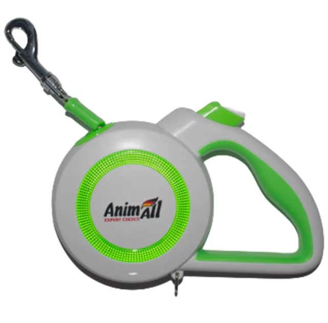 Поводок-рулетка AnimAll Reflector для собак весом до 25 кг, 5 м, салатово-белая