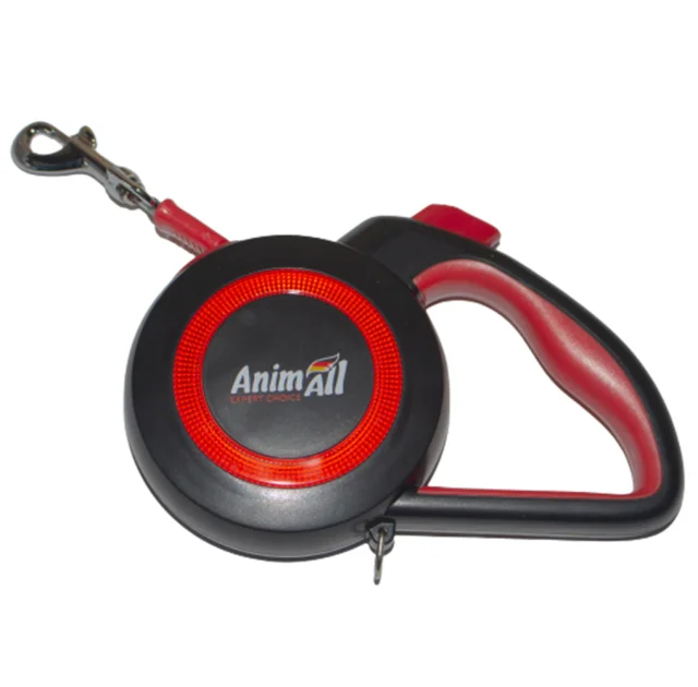 Поводок-рулетка AnimAll Reflector для собак весом до 50 кг, 5 м, красно-чёрная