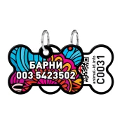 Адресник персональний WAUDOG Smart ID з QR-паспортом, малюнок "Літо", 38 × 25 мм, чорний