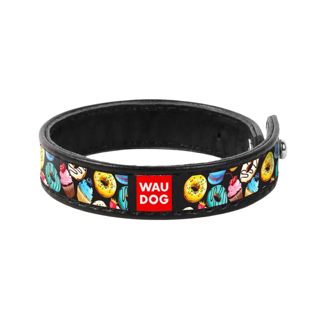 Браслет WAUDOG Design,  с рисунком "Пончики", ширина 15 мм, длина 18-20 см, черный