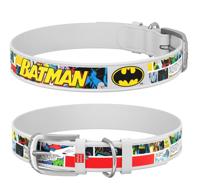 Ошейник WAUDOG Design с QR паспортом, рисунок "Бэтмен1" ширина 25 мм, длина 37-48 см, белый