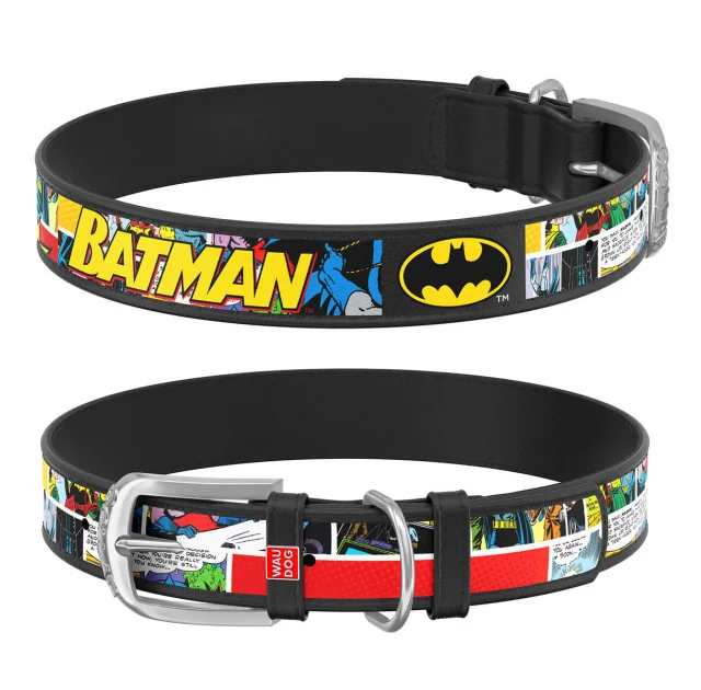 Ошейник WAUDOG Design с QR паспортом, рисунок "Бэтмен1" ширина 25 мм, длина 37-48 см, черный