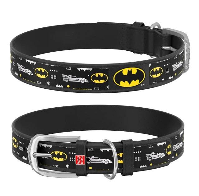 Ошейник WAUDOG Design с QR паспортом, рисунок "Бэтмен3" ширина 12 мм, длина 20-28 см, черный