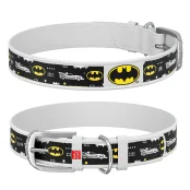 Ошейник WAUDOG Design с QR паспортом, рисунок "Бэтмен3" ширина 25 мм, длина 37-48 см, белый