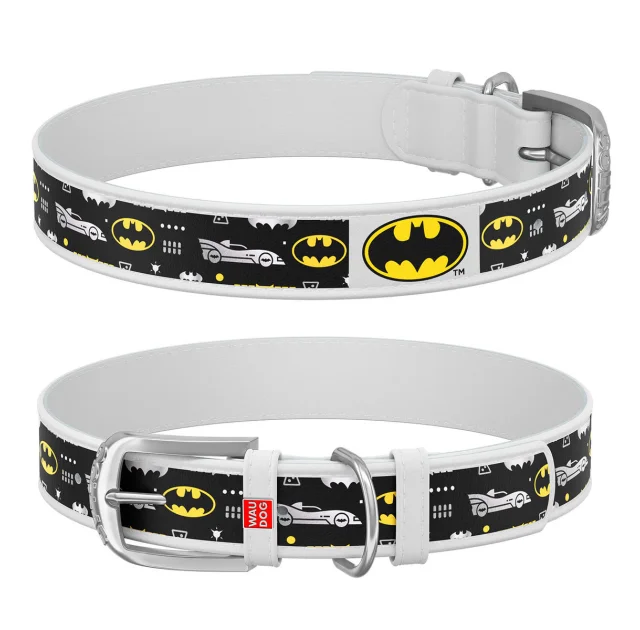 Нашийник WAUDOG Design з QR паспортом, малюнок "Бетмен3" ширина 25 мм, довжина 37-48 см, білий