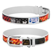 Ошейник WAUDOG Design с QR паспортом, рисунок "Лига Справедливости" ширина 15 мм, длина 26-35 см, белый