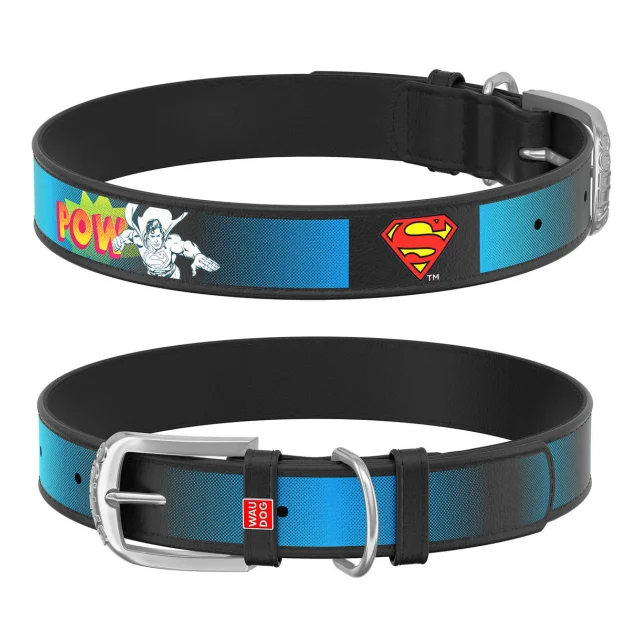 Нашийник WAUDOG Design з QR паспортом, малюнок "Супермен2" ширина 15 мм, довжина 26-35 см, чорний