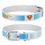 Ошейник WAUDOG Design с QR паспортом, рисунок "Супермен2" ширина 35 мм, длина 44-58 см, белый