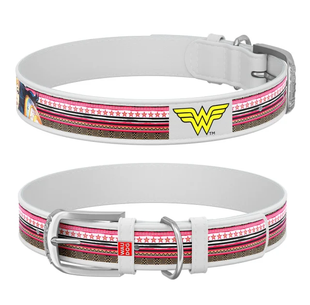 Нашийник WAUDOG Design з QR паспортом, малюнок "Чудо-жінка" ширина 12 мм, довжина 20-28 см, білий