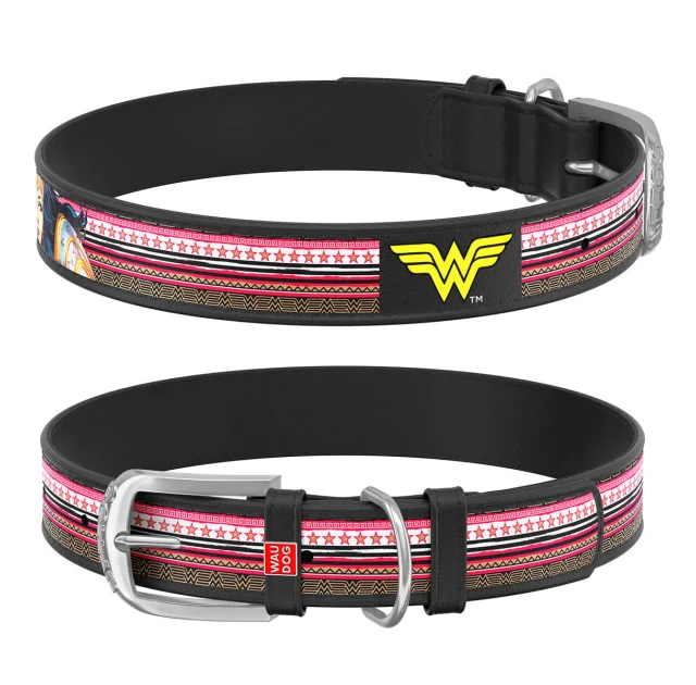 Нашийник WAUDOG Design з QR паспортом, малюнок "Чудо-жінка" ширина 25 мм, довжина 37-48 см, чорний