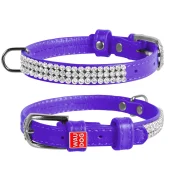 Ошейник WAUDOG GLAMOUR, со стразами, ширина 12 мм, длина 21-29 см, фиолетовый