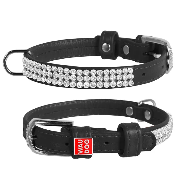 Нашийник WAUDOG GLAMOUR, зі стразами, ширина 12 мм, довжина 21-29 см, чорний