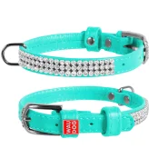 Ошейник WAUDOG GLAMOUR, со стразами, ширина 9 мм, длина 19-25 см, ментоловый