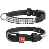 Ошейник WAUDOG GLAMOUR, со стразами, ширина 9 мм, длина 19-25 см, черный