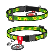 Ошейник для кошек WAUDOG Nylon с QR паспортом, рисунок "Авокадо" ширина 10 мм, длина 20-30 см