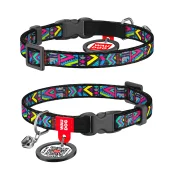 Ошейник для кошек WAUDOG Nylon с QR паспортом, рисунок "Инди" ширина 10 мм, длина 20-30 см