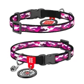 Ошейник для кошек WAUDOG Nylon с QR паспортом, рисунок "Розовый камо" ширина 10 мм, длина 20-30 см