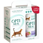 Набір сухого корму Optimeal для дорослих котів з ефектом виведення шерсті, з качкою, 650+650 г