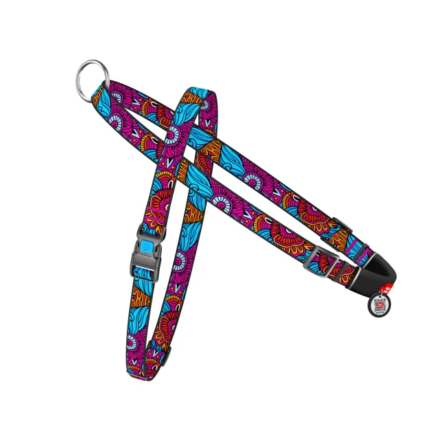 Шлея с ручкой Waudog Nylon для собак, с QR паспортом, рисунок Лето, размер L, 25 мм, 60-80/70-100 см