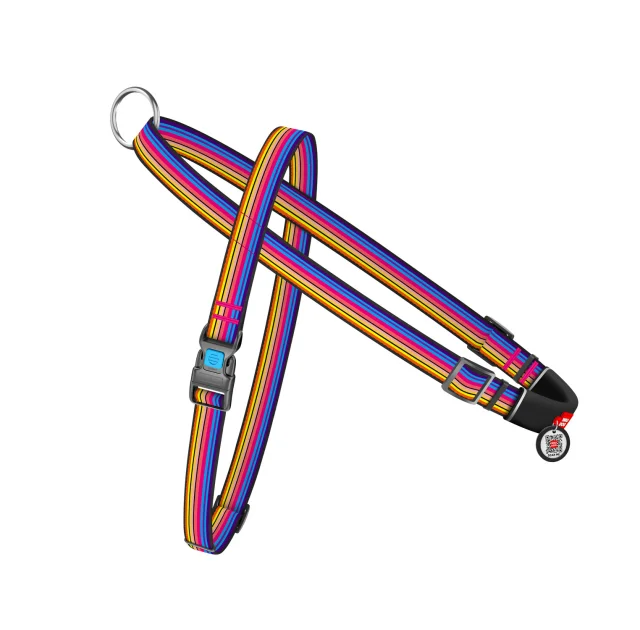 Шлея з ручкою Waudog Nylon для собак, з QR паспортом, малюнок Лінія 1, розмір M, 20 мм, 45-65/55-80 см