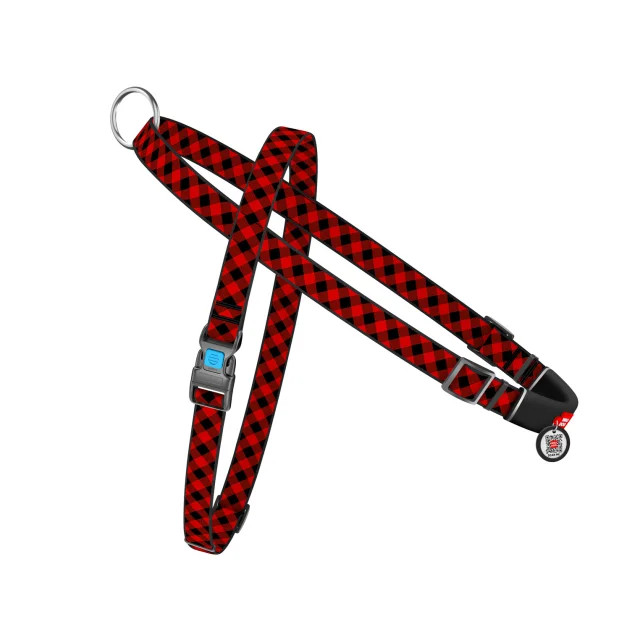 Шлея з ручкою Waudog Nylon для собак, з QR паспортом, червоний, розмір L, 25 мм, 60-80/70-100 см