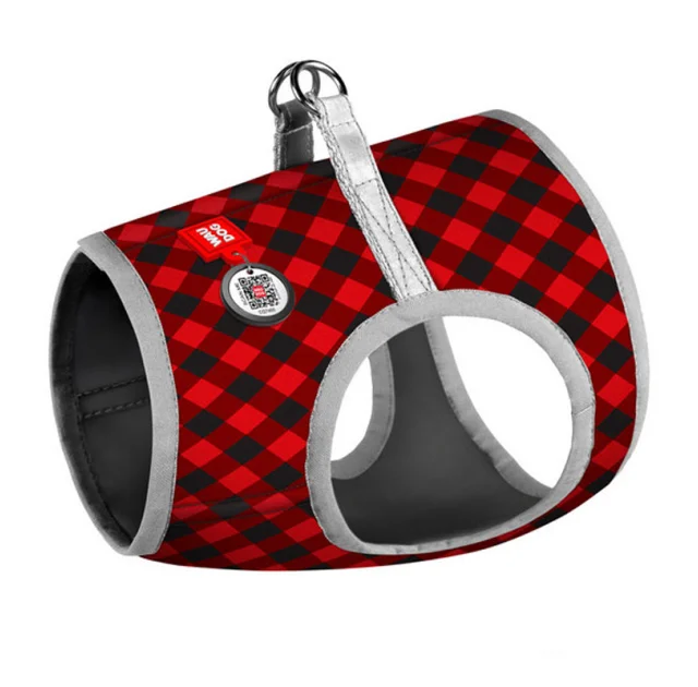 Шлея Waudog для собак, с рисунком шотландка красный, размер XS2, 28-31 см, 20-22 см