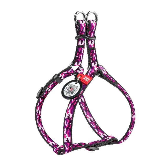 Шлея Waudog Nylon для собак, з малюнком рожевий камо, 10 мм, 28-40 см