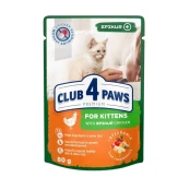 Вологий корм Клуб 4 Лапи Premium для кошенят, з куркою в соусі, 80 г