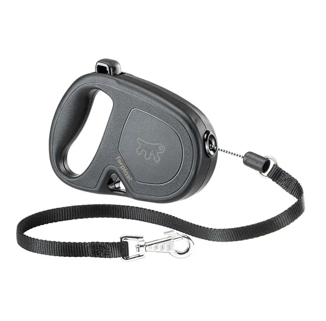 Рулетка-поводок Ferplast Flippy One Cord для собак, со шнуром, размер S, черный, 14.7×3×10 см