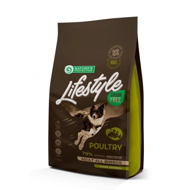 Сухий корм Natures Protection Lifestyle Grain Free Poultry Adult All Breeds для собак всіх порід, 17 кг