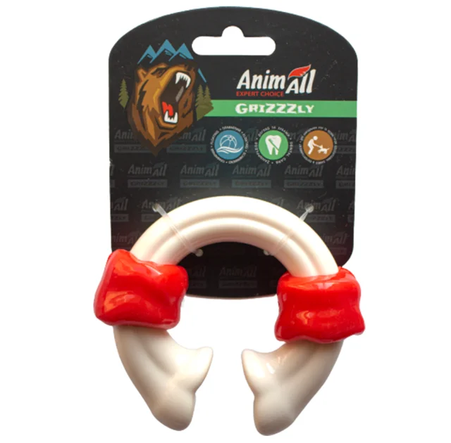 Игрушка AnimAll GrizZzly косточка-кольцо, красно-белая