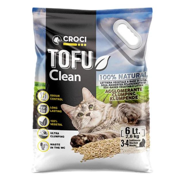 Наполнитель Croci Tofu Clean для кошачьего туалета, комкующийся, 6 л