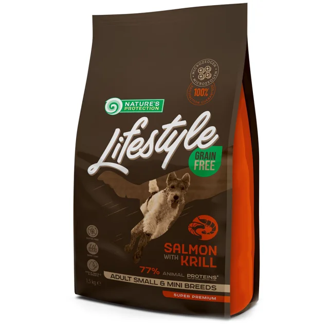 Сухий корм Nature's Protection Lifestyle Grain Free Small & Mini для собак дрібних порід, з лососем, 1.5 кг