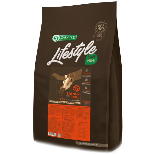 Сухой корм Nature's Protection Lifestyle Grain Free Small & Mini для собак мелких пород, с лососем, 10 кг
