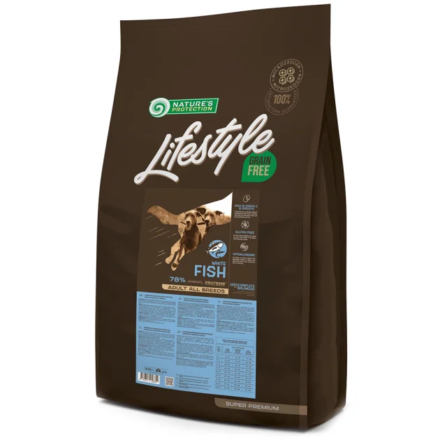 Сухий корм Nature's Protection Lifestyle Grain Free White Fish Adult для собак, з білою рибою, 10 кг