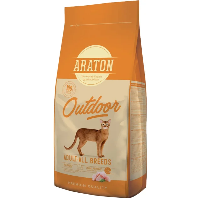 Сухой корм Araton Outdoor Adult All Breeds для активных кошек, с индейкой и курицей, 1.5 кг
