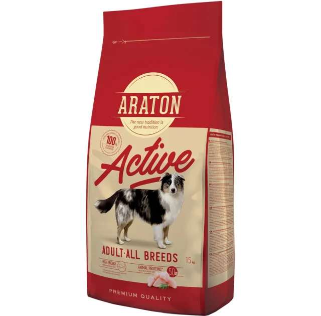 Сухой корм Araton Active All Breeds для активных собак, с птицей, 15 кг