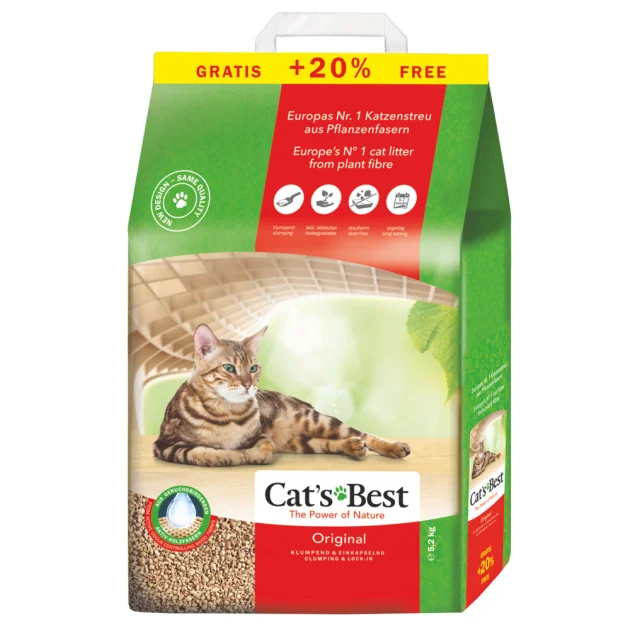 Деревний наповнювач, Cat's Best Original, 5.2 кг