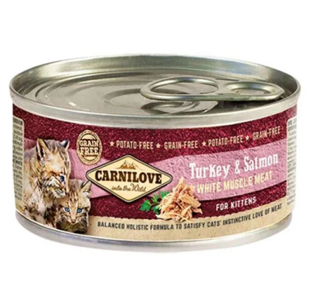 Консерва Carnilove Turkey & Salmon Kitten, для котят, с индейкой и лососем, 100 г