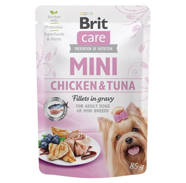 Вологий корм Brit Care Mini pouch, для собак, філе курки і тунця в соусі, 85 г