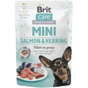 Влажный корм Brit Care Mini pouch, для собак, филе лосося и сельди в соусе, 85 г