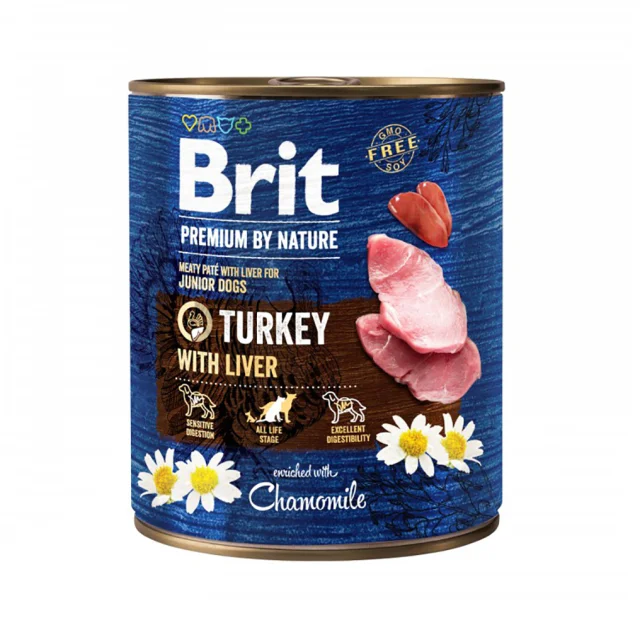 Консерви Brit Premium by Nature, для собак, індичатина з индюшиной печінкою, 800 г